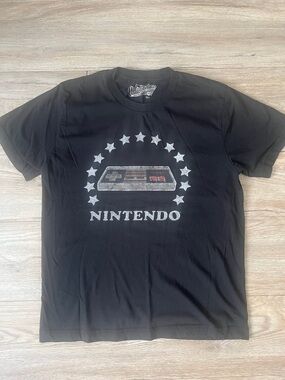 Old Navy Nintendo Black Tee with Retro Controller and Star Arch